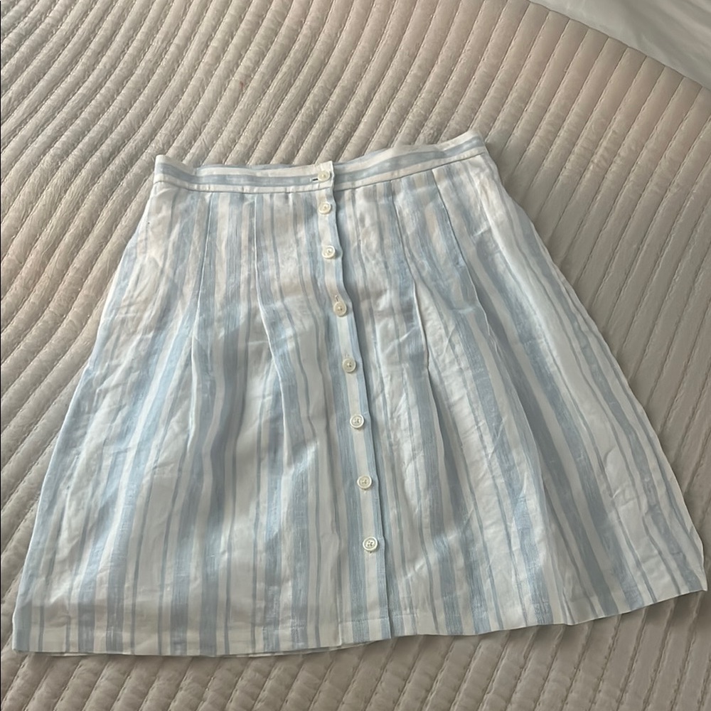 Brooks Brothers Light Blue and White A-Line Skirt